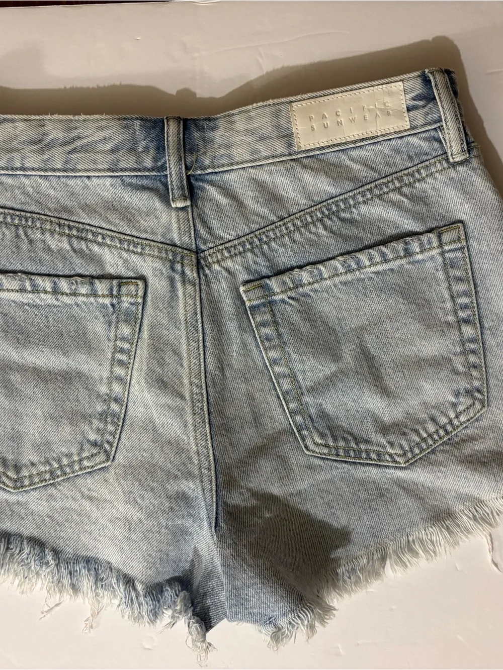 PacSun Women's High Rise Festival Light Wash Denim Cut Off Shorts 26 Button